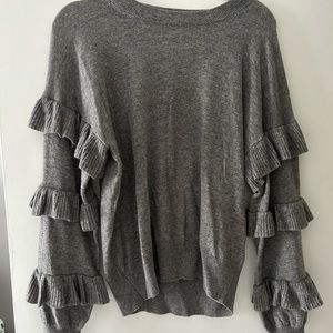 Crew sweater with ruffle sleeves